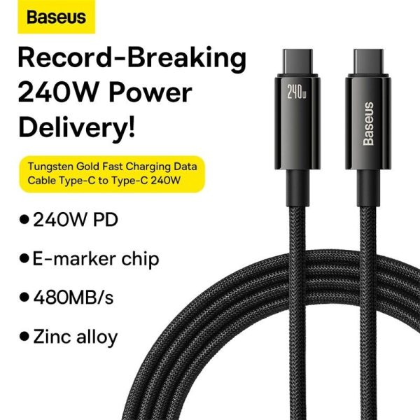 Baseus PD3.1 240W USB C Type C Cable Fast Charger Power Wire for MacBook Samsung